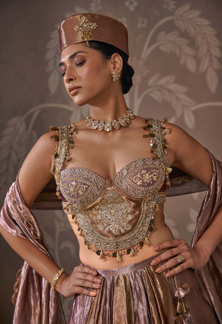 Antique lilac & gold lehenga set