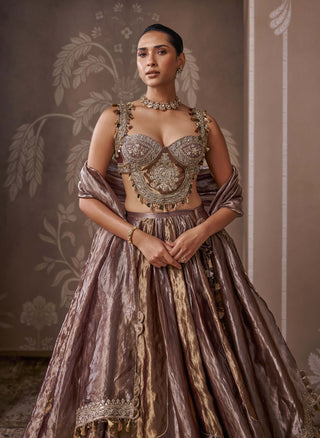 Antique lilac & gold lehenga set