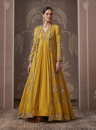 Yellow jacket & anarkali set