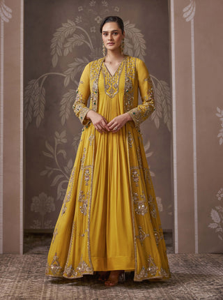 Yellow jacket & anarkali set