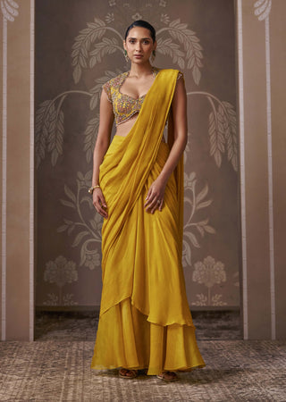 Saga yellow sari with blouse