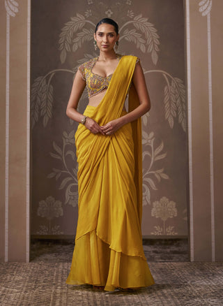 Saga yellow sari with blouse