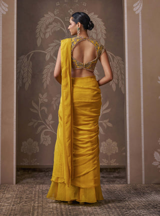 Saga yellow sari with blouse