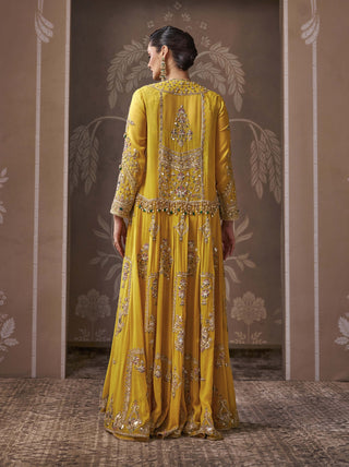 Yellow jacket & draped skirt set