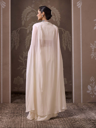 Ivory cape & draped skirt set
