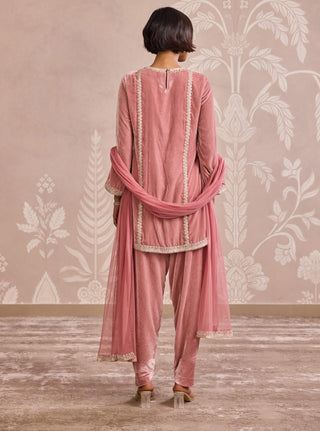 Onion pink velvet kurta set