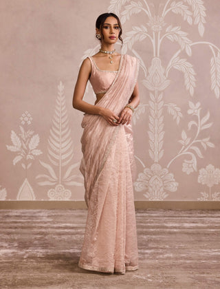 Rose gold tissue sari set