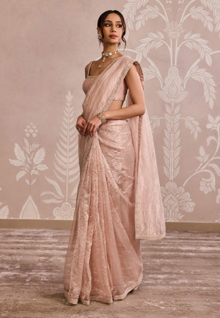 Rose gold tissue sari set