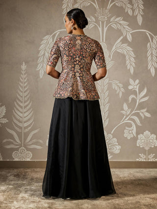 Raaya black print peplum and sharara