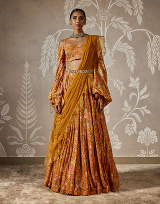 Niharika Yellow Printed Lehenga Set by Ridhi Mehra available on Indiaspopup