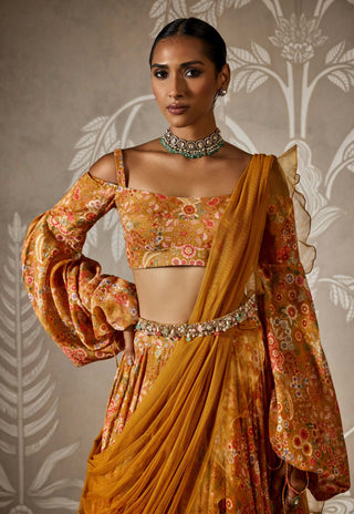 Niharika Yellow Printed Lehenga Set by Ridhi Mehra available on Indiaspopup