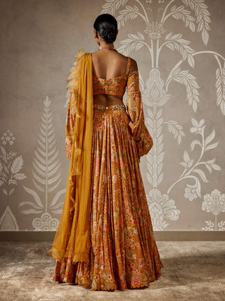 Niharika Yellow Printed Lehenga Set by Ridhi Mehra available on Indiaspopup