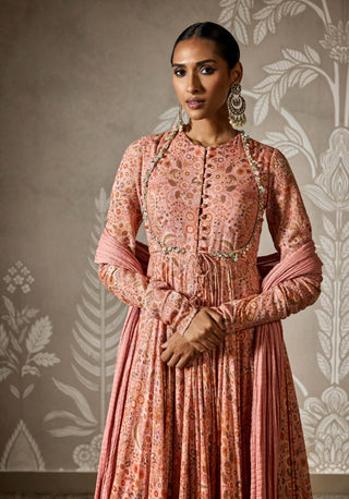 Indira dusky pink print anarkali and dupatta