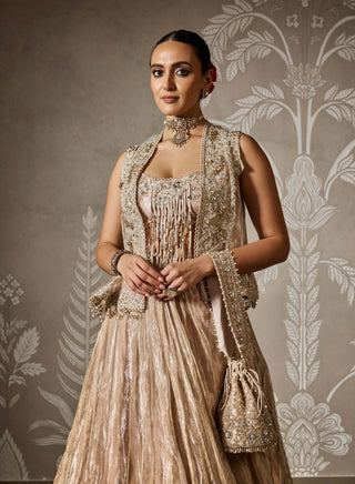 Sunehri gunmetal gold lehenga and short jacket set