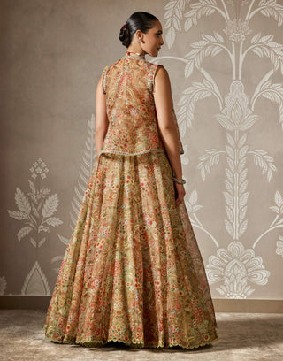 Zaral olive green printed lehenga and jacket set