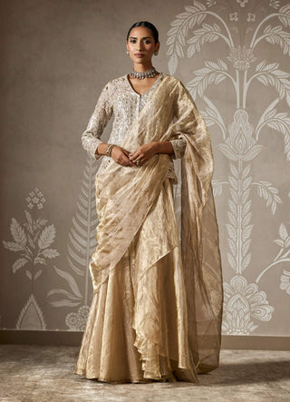 Miraaz light gold sari and jacket