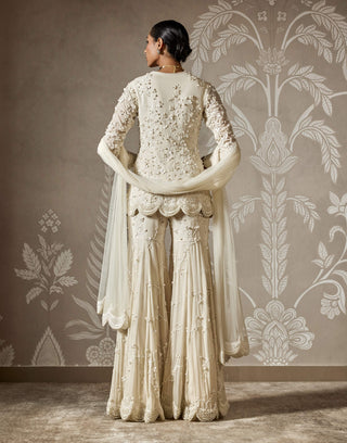 Ridhi Mehra Nayra Dirty Ivory Peplum And Garara Set available on indiaspopup