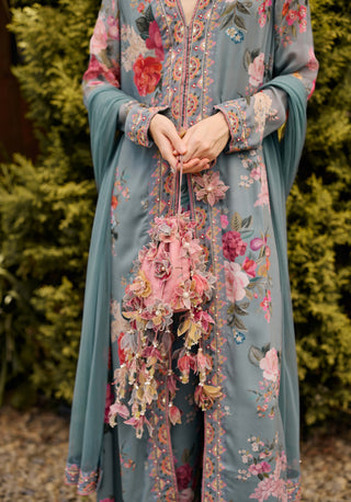 Luna powder blue kurta set