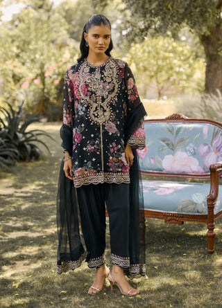 Celeste black kurta set
