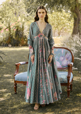 Camellia sage green anarkali set