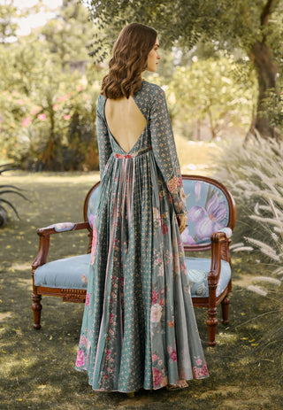 Camellia sage green anarkali set
