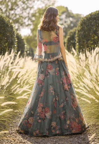 Elara sage green lehenga set