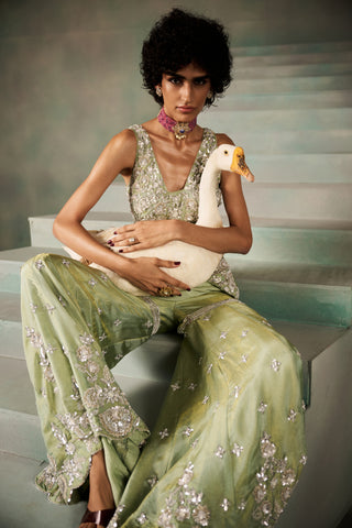 Diana mint green tissue sharara set