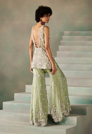Diana mint green tissue sharara set