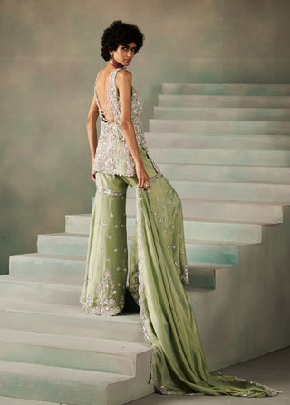 Diana mint green tissue sharara set
