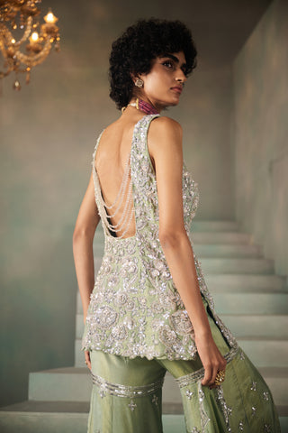 Diana mint green tissue sharara set