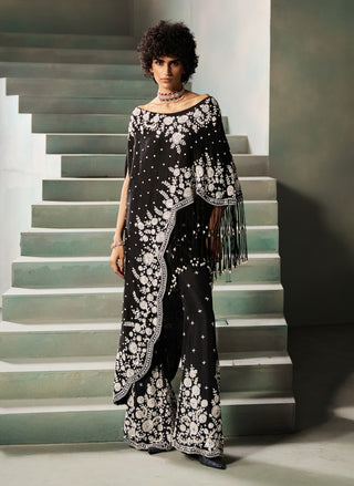 Aurora black embellished cape set
