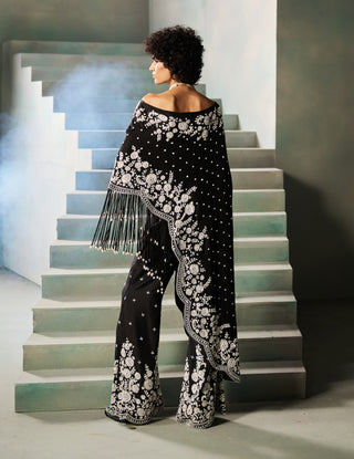 Aurora black embellished cape set