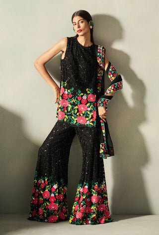 Florence black embellished sharara set