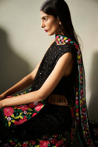 Florence black embellished sharara set
