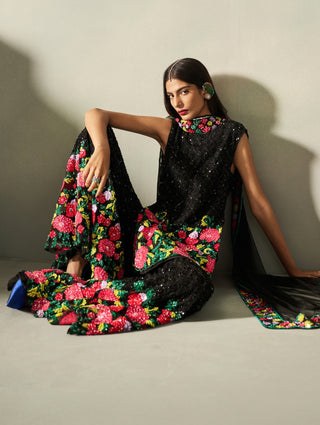 Florence black embellished sharara set