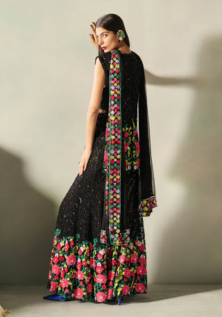 Florence black embellished sharara set