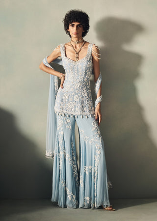 Nova blue embellished sharara set