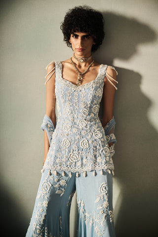 Nova blue embellished sharara set