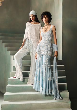 Nova blue embellished sharara set