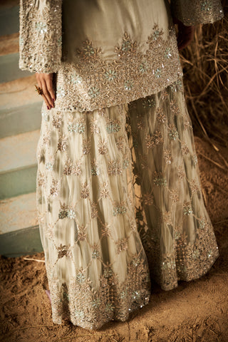 Daphne mint embellished kurta garara set