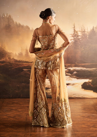 Estelle golden mirror tube peplum sharara set