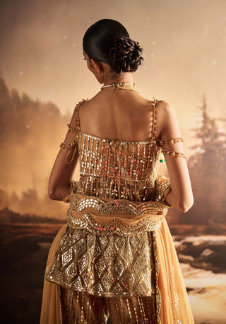 Estelle golden mirror tube peplum sharara set