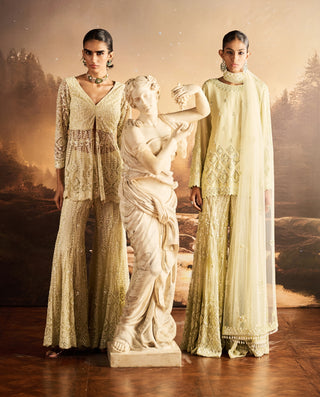 Willow ice mint embellished peplum sharara set