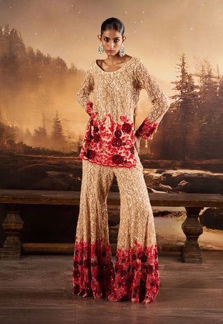 Luna nude beige embellished sharara set