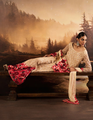 Luna nude beige embellished sharara set