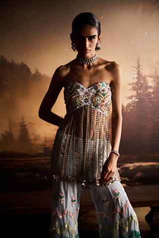 Helen ice blue embellished sharara set