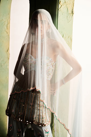 Helen ice blue embellished sharara set