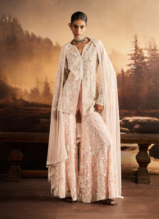 Gaia ice pink embellished kurta garara set