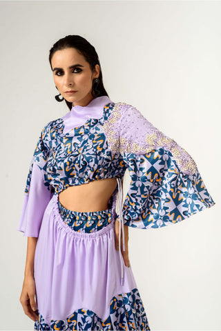 Siddhant Aggarwal-Rage Print Waist Cut Out Dress-INDIASPOPUP.COM