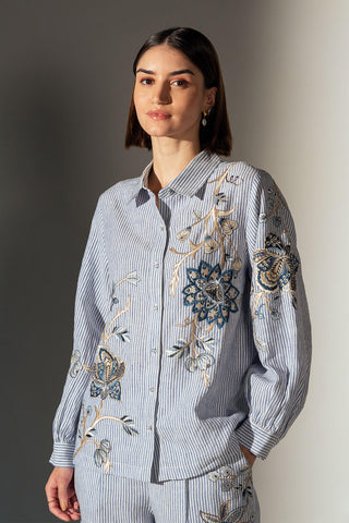 Ranna Gill-Blue Hazel Button Down Shirt-INDIASPOPUP.COM